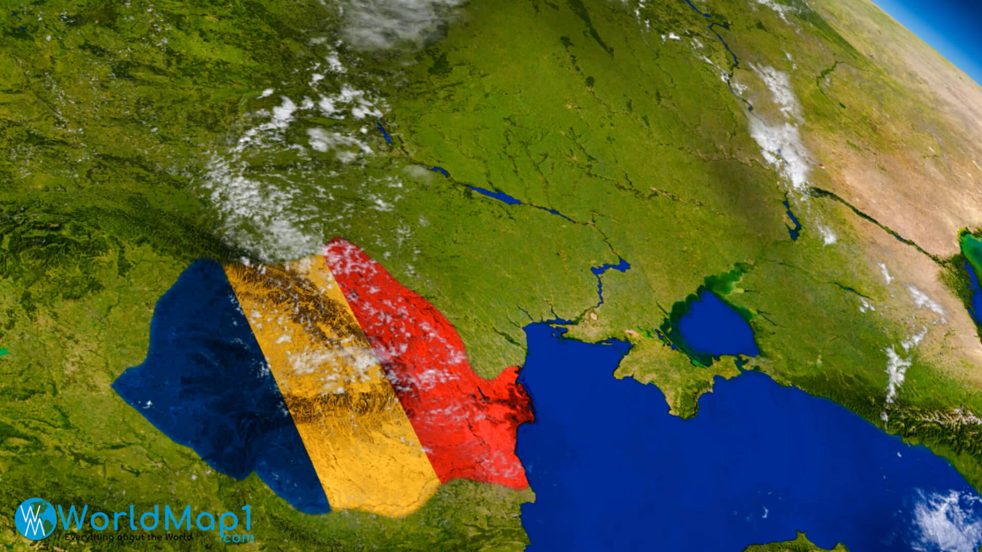 Moldova ve Ukrayna ile Romanya Haritası